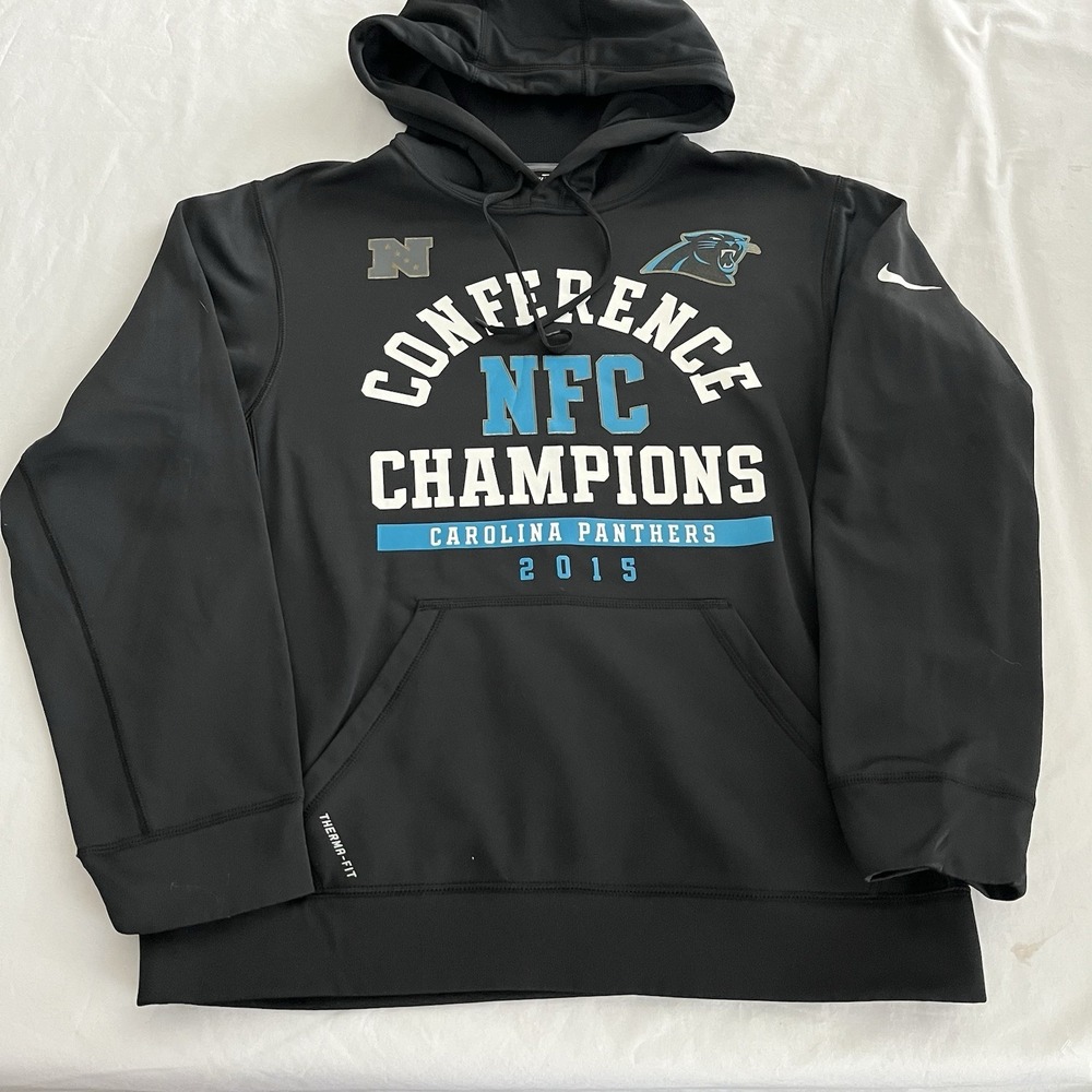 Nike Carolina Panthers Hoodie Mens Small 2015 Conference Champs NFL Sweatshirt